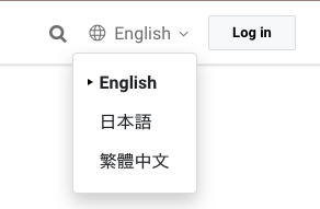 Language switch drop-down menu