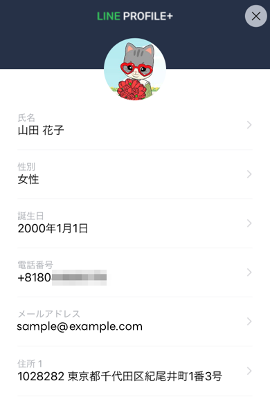 ユーザーはLINE Profile+で追加のプロフィール情報を設定できます