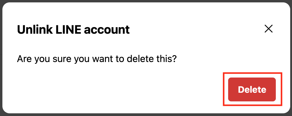 Click Delete on the confirmation screen