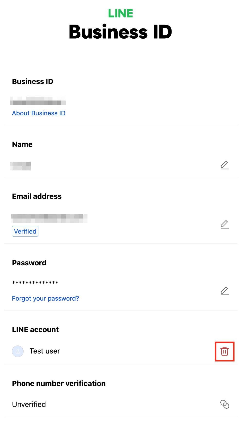 Unlink LINE account