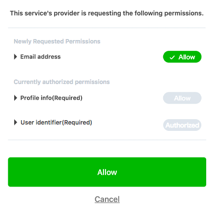Consent screen