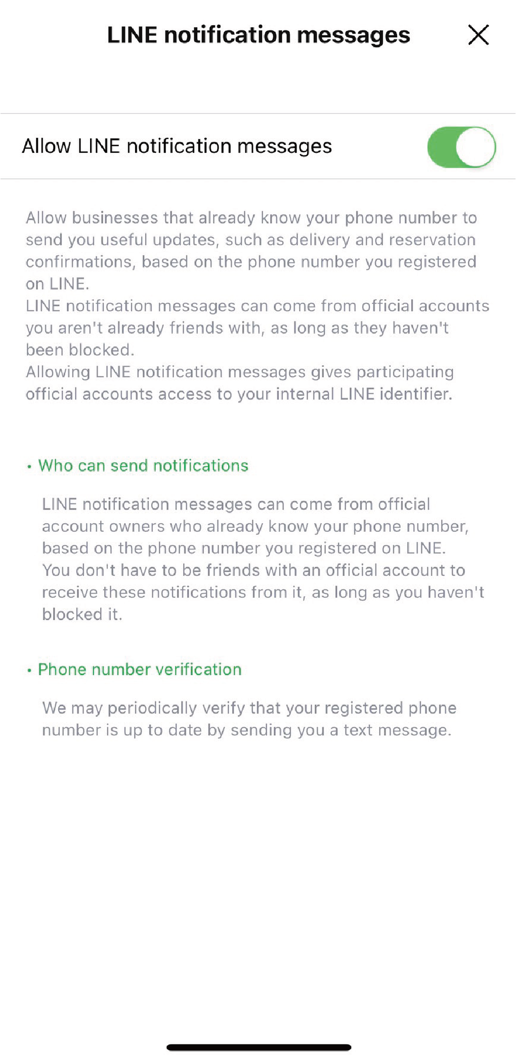 Agree to receive LINE notification messages