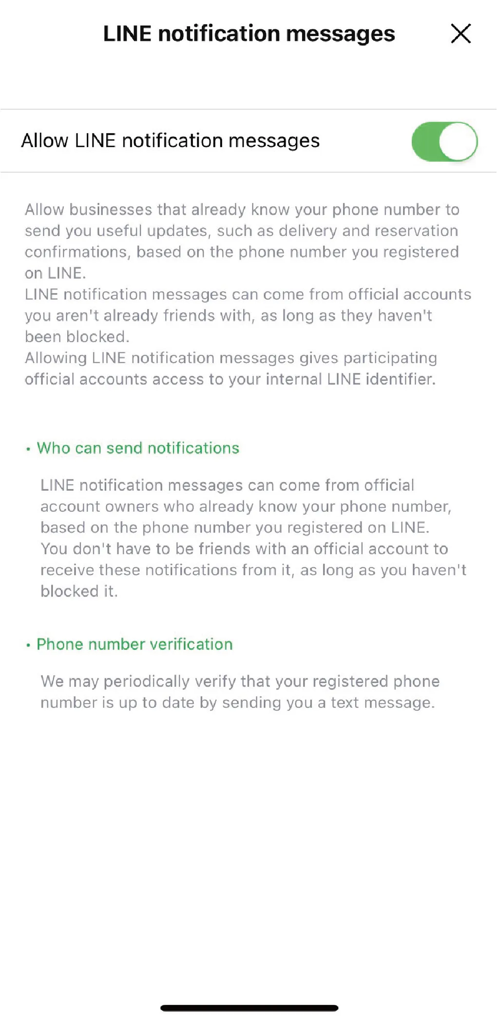 Agree to receive LINE notification messages