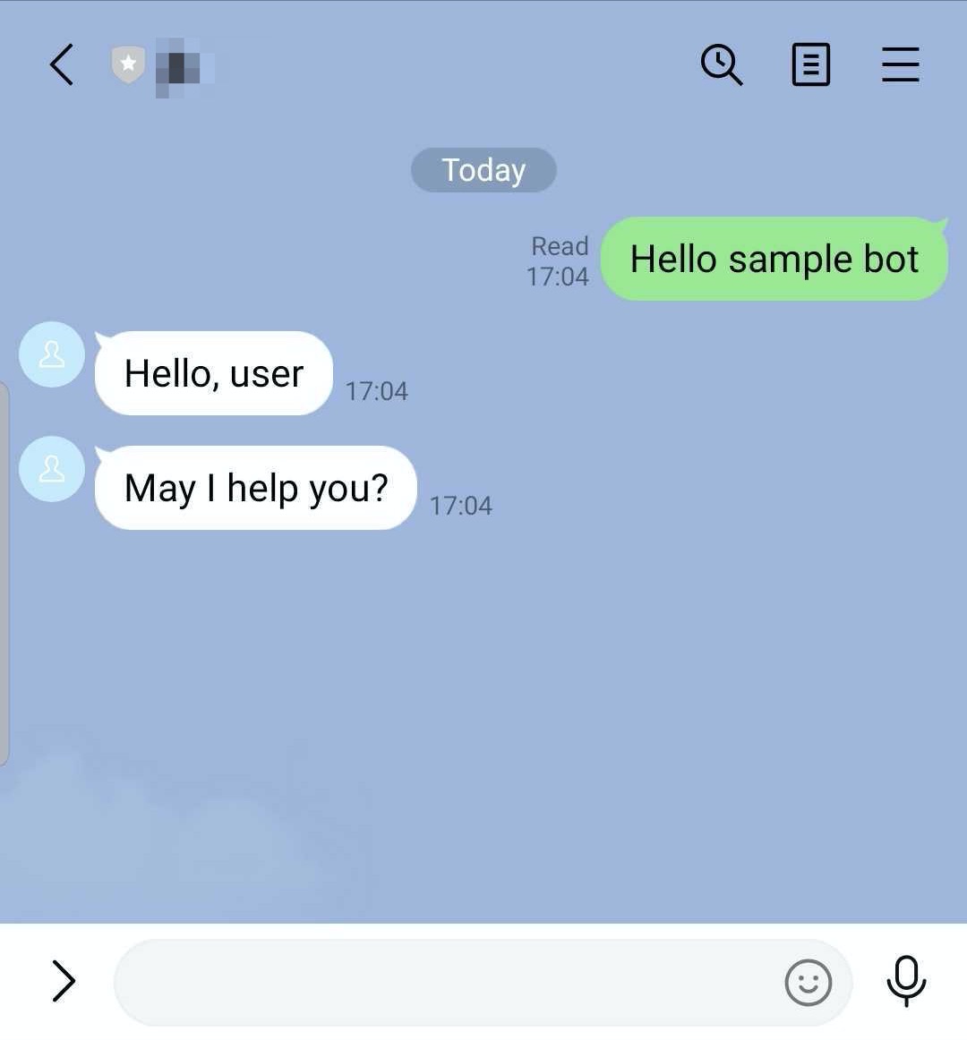 サンプルボットとの会話イメージ