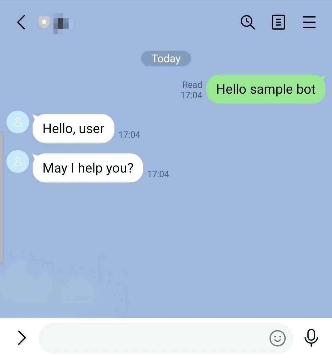 Conversation with a sample bot