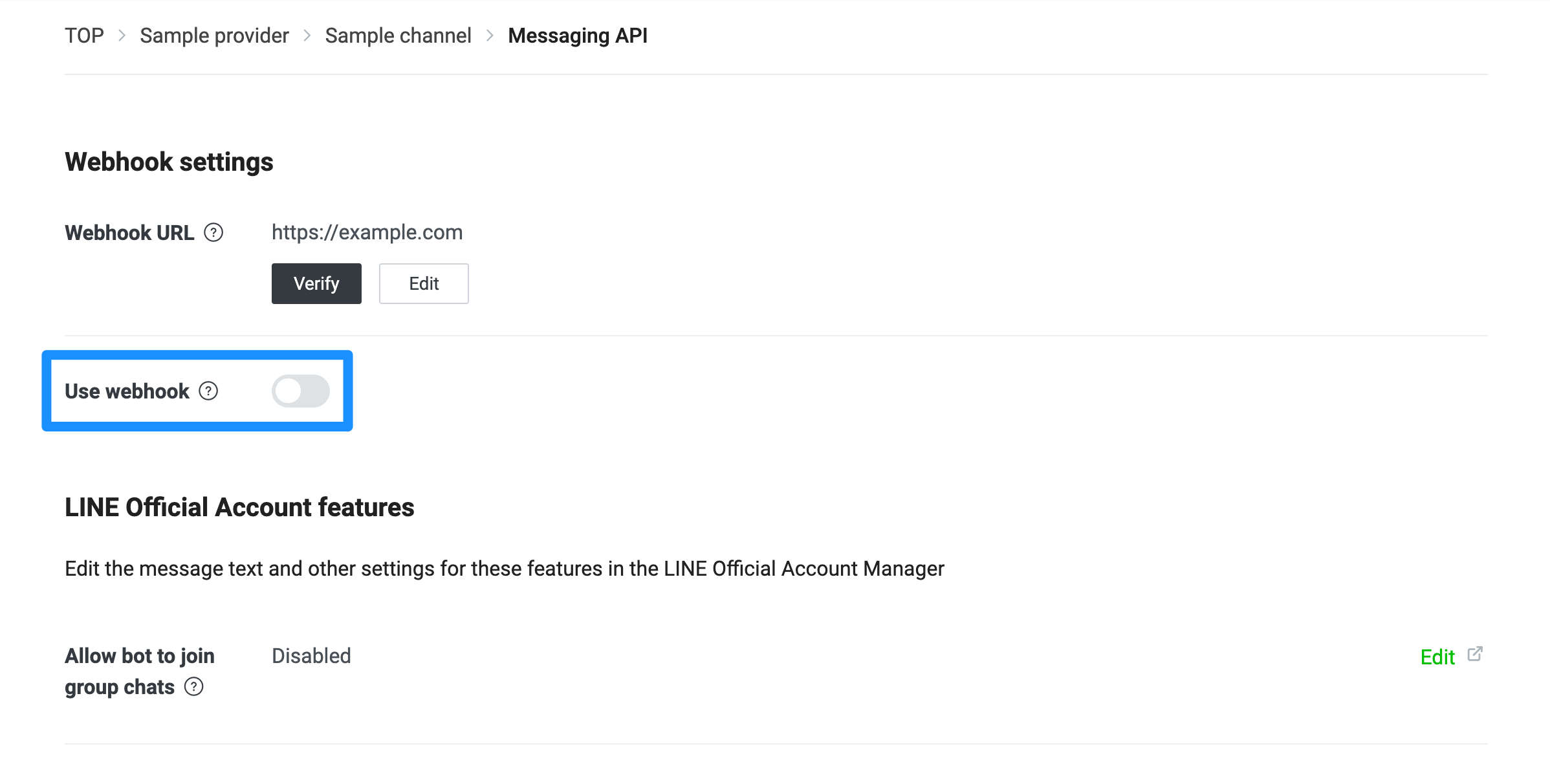 Use webhook in the Webhook settings section