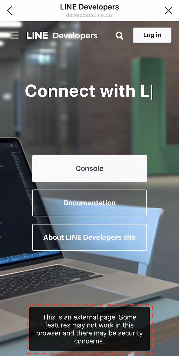 A popup when moving to an external site