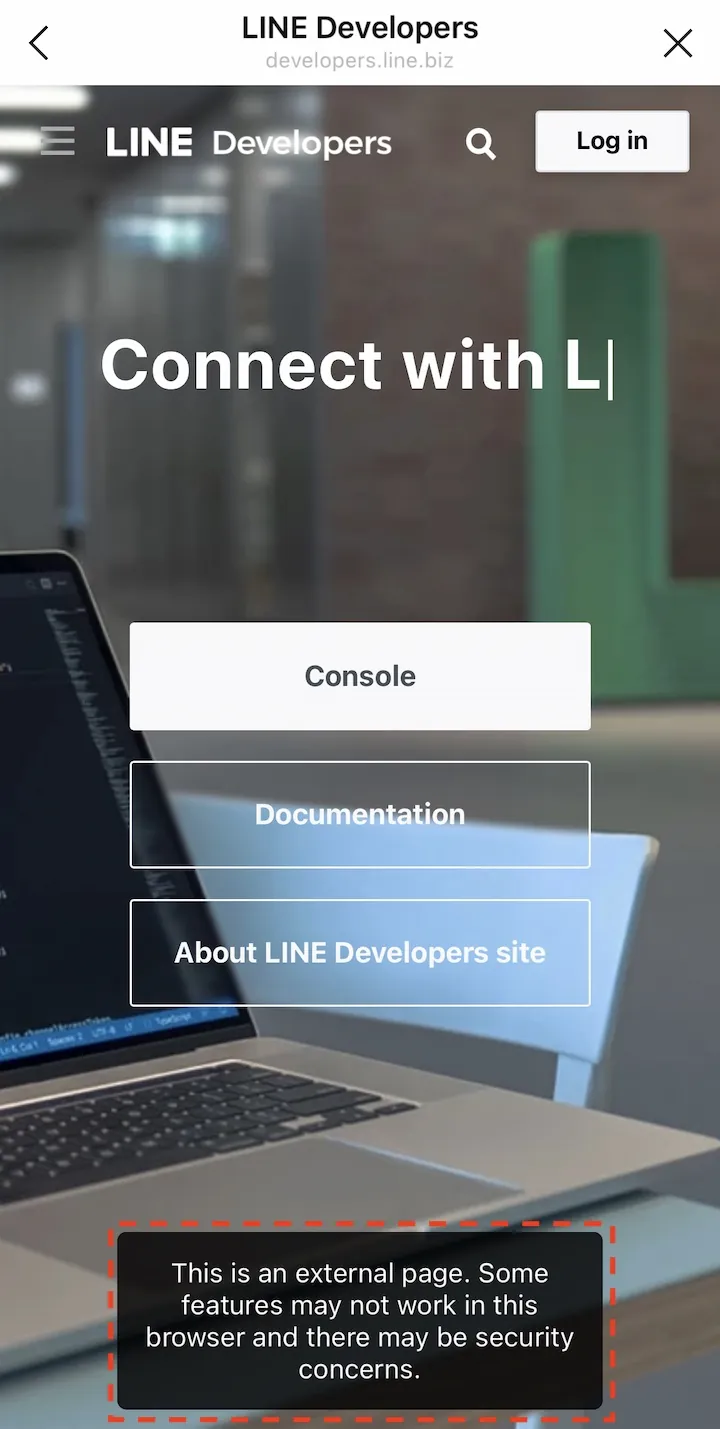 A popup when moving to an external site
