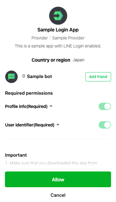 Channel consent screen after changes