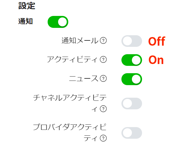 LINE Developersコンソール 通知センター設定