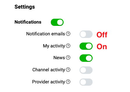 LINE Developers Console notification center settings