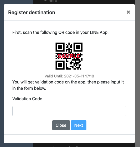 Popup display QR code