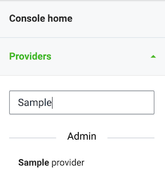 Screenshot of search field at top of provider list